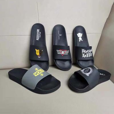 China Fashion Trend Happyslides Designer Sandals Custom Logo Black Slides Sandal Men's Custom Printed Slippers Slides Shoes for sale