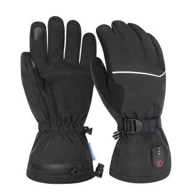 China Cotton+battery+heating system rechargeable winter ski 3 levels waterproof Cotton+battery+heating system heated gloves for sale