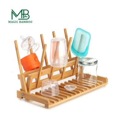 China Eco Sustainable Bamboo Dish Totally Collapsible Bamboo Drying Racks Home Basics Bamboo Dish Rack - Turntable Rack for sale