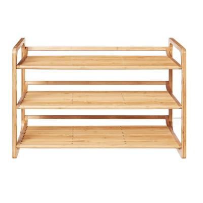 China Sustainable 3-Tier Bamboo Shoe Rack Bamboo 3-Tier Shoe Shelf For Living Room for sale