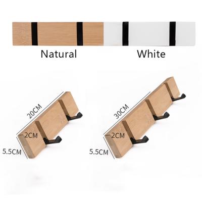 China Sustainable Bamboo Hooks Hanger Stainless Steel Towel Coat Bag Bath Hooks Bamboo Wall Towel Hooks for sale