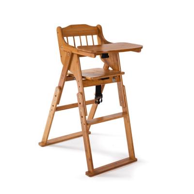 China Sustainable Bamboo Referee Chair For Baby Toddler Booster Seat Feeding Foldable Wooden Highchair 3 Speed ​​Height Adjustable for sale