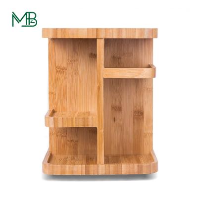 China 3 Tier Makeup Vanity Table Storage Stand Exquisite Bamboo Cosmetic Organizer for sale