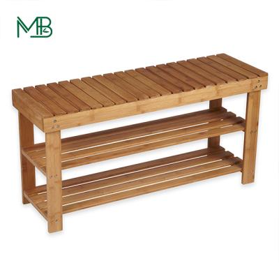 China Factory Price Wholeasle Sustainable Modern Bamboo 3 Tier Bench Shoe Rack For Sale for sale