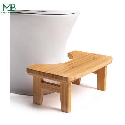 China Sustainable New Hot Sale Bathroom Bamboo Squat Stool Toilet Step For Wholesale for sale