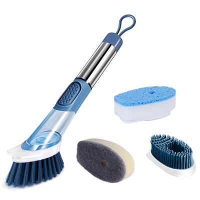 China Durable Replaceable Kitchen Electric 4 Dish Brush Long Handle Liquid Sonic Scrubber for sale