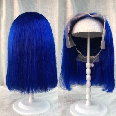 China Wholesale Brazilian Blue Green Wigs Human Hair 150% Remy Orange Blonde Pink Red Gray Colored Short Bob Cut Bob Lace Front Human Hair Wig Body Wave for sale