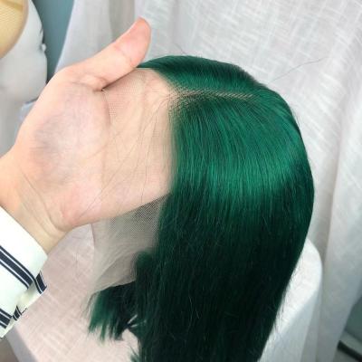 China Brazilian Blue Green Human Hair Wigs 150% Remy Orange Blonde Pink Red Gray Colored Short Bob Cut Body Wave 13X4 Bob Lace Front Human Wig for sale