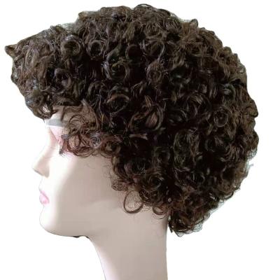 China High Quality Afro Wave Hot Selling Cheap Real Hair Afro Machine Curl Hair Wigs 100% Virgin Full Shotr Wig For Black Women for sale