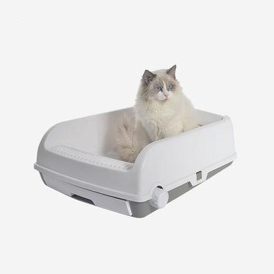 China High Quality White Viable Hot Sale Semi Automatic Quick Cleaning Large Pet Cat Litter Box Furniture Kitty Cat Toilet for sale