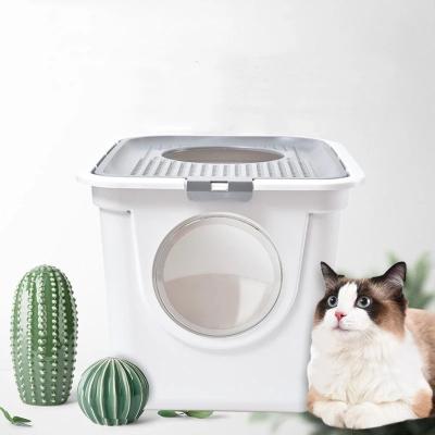 China Sustainable Delivery Fast Fashion Cat Clean Up Products Plastic Big Space Enclosed Training Box Cat Toilet Box Cat Litter Mat Sandbox for sale