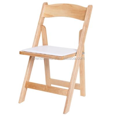 China Newest solid wood natural wooden folding chair for wedding for sale