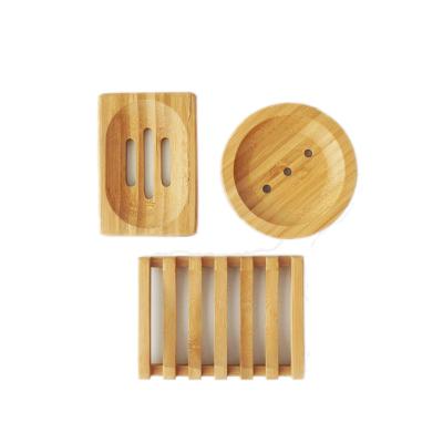 China Eco-friendly Bamboo Soap Dish Holder Natural Bamboo Soap Rack Bathroom Soap Holder for sale