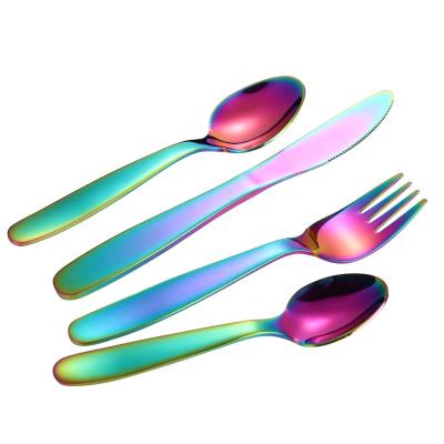 China Latest Arrival Sustainable Flatware Set Gold Cutlery Stainless Steel Fork And Knife For Kids for sale