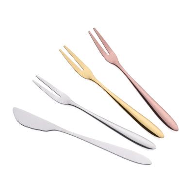 China Viable Cheap Wholesale Fruit Fork Dessert Cake Fork Knife Custom Stainless Steel Logo for sale