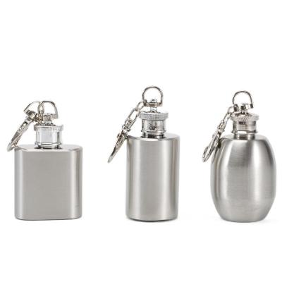 China Liquor Flask Stainless Steel 1oz Mini Hip Flask Anytime Logo Personalized Liquor Whiskey Flask Custom Made With Key Chain for sale