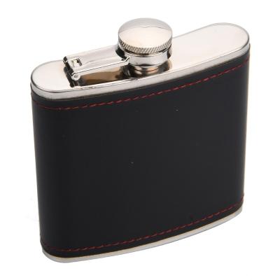 China Liquor when custom 6oz PU leather cover hip flask stainless steel pocket hip flask for sale