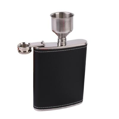 China Liquor when 8oz PU leather cover hip flask set stainless steel hip flask with funnel for gift for sale