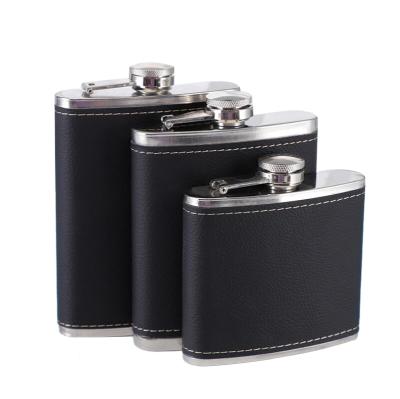 China Liquor When 5oz~9oz PU Leather Hip Flask Custom Logo Outdoor Pocket Stainless Steel Hip Flask for sale