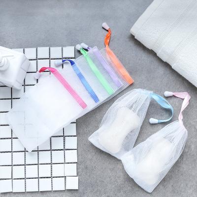 China Eco-friendly Hand Soap Foaming Net For Face Net Sliver Foaming Soap Cleaning Wash Foaming Bag for sale