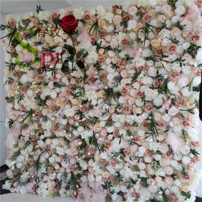 China WEDDING OR PARTY BACKGROUND FLOWER SPR Flores Artificiais Restaurant and Wedding Ceremony Events Fabric Artificial Red Rose Decorative 3d Wall Panel for sale