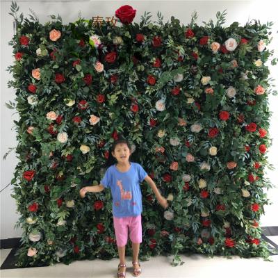 China Wholesale Custom WEDDING OR PARTY BACKGROUND FLOWER WALL SPR Green Plant Leaf Wedding Flower Wall Rose Backdrop Silk Artificial Decorative Supplies Decoration for sale