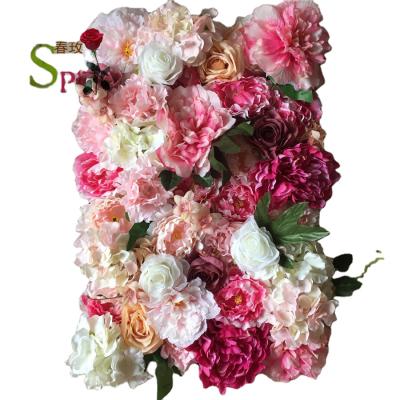 China WEDDING OR PARTY BACKGROUND FLOWER WALL SPR artificial silk flower wedding decorations flower wall for hotel decoration for sale