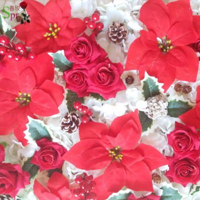 China SPR Factory Sales Occasion Christmas Flower Berries Christmas Flower Wall Backdrop For Events Christmas Day Baby Appearance Party Home Decor for sale