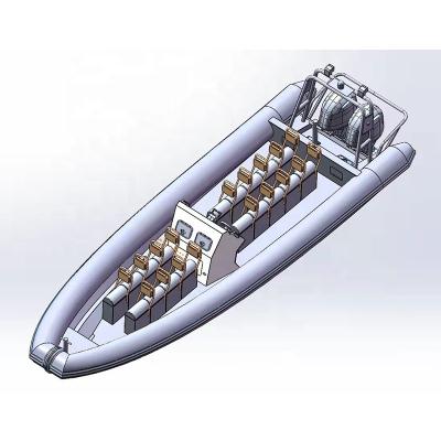 China Dragon Bay 28ft Classic Dinghy Rigid Huge Inflatable Boat 860 Welded Aluminum Center Cabin Hardtop Boat 8.6m for sale