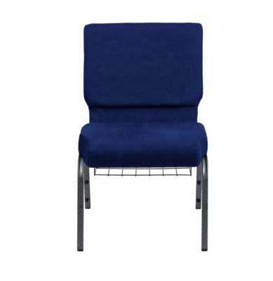 China Wholesale Modern Padded Blue Church Chairs With Book Holder for sale