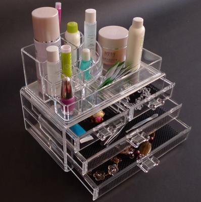 China Hot Sale Environmentally Friendly Clear Acrylic Cosmetic Organizer Drawers Rack for sale