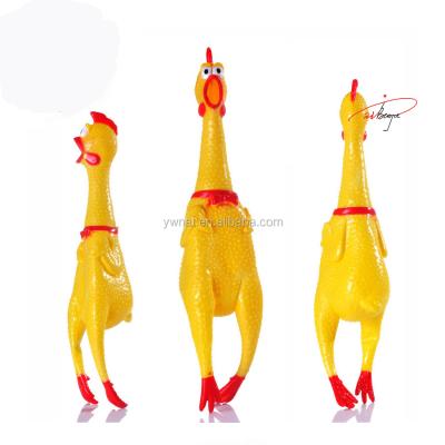 China Viable Funny Dog Toys Rooster Crows Lure Puppy and Cat Rubber Chicken Pet Squeak Toys Screaming for sale