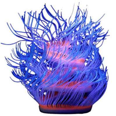 China Glowing Sea Anemone Ornament Folding Changeable Realistic Aquarium Viable Aquarium Decoration for sale