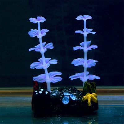 China Sustainable Glowing Effect Artificial Plant For Decorative Aquarium Fish Tank Ornament for sale