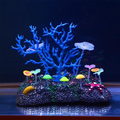 China Viable Glowing Effect Artificial Coral For Decorative Aquarium Fish Tank Ornament for sale