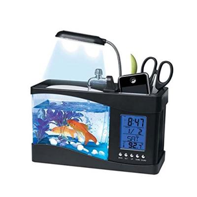 China Mini USB LCD Lamp Light Fish Tank Sustainable Aquarium LED Desktop Clock for sale