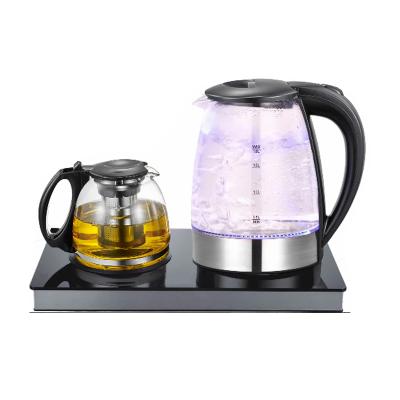 China 360 Degree Home Rotation Electric Kettle Base 1500w Tea Kettle Tray Set Electric Tea Kettle Glass for sale