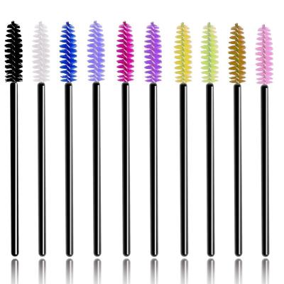 China Beauty Care Make Tools Disposable lash wands mascara wands with black handle nylon lash brush for eyelash beauty for sale