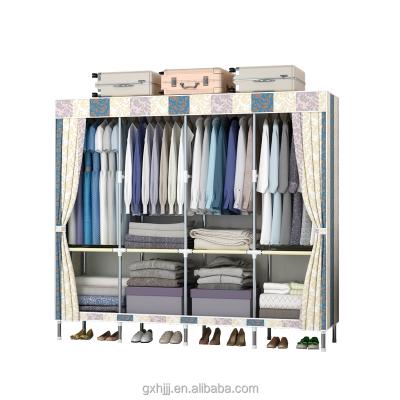 China (Other)Adjustable Metal Clothes Cabinet With Oxford Cover Cloth Wardrobe Single Bedroom Wardrobe for sale