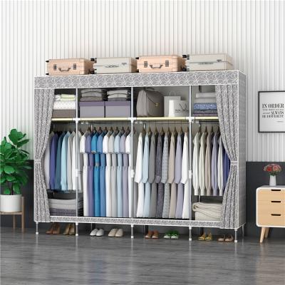 China (Other) Wholesale Adjustable Covered Cloth Wardrobes Steel Pipe Cabinet DIY Storage Organizer for sale