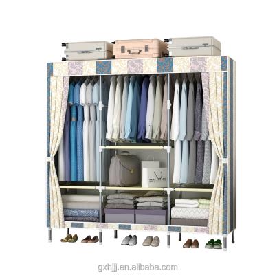 China 150cm Metal Adjustable Wardrobe Bedroom Foldable (Other) Wardrobe With Canvas Cover 16mm Tubes Clothes Storage Cabinet for sale