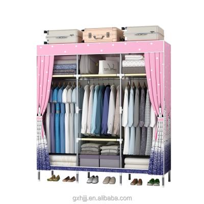 China 130cm Metal Tube Wardrobe Wide Adjustable Clothes Canvas Wardrobes (Other) Portable Wardrobe Children Closets For Wholesale for sale