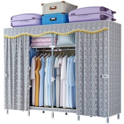 China Foldable Wardrobe Organizer Closet Polyester Cotton Metal Wardrobe Cabinet Clothes Portable Wardrobe for sale