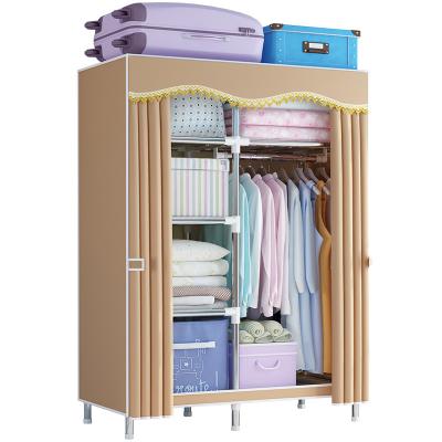 China (Other) 103cm Sliding Door Wardrobe Cloth Storage Organizer Clothes Closet Bedroom Metal Portable Wardrobe for sale