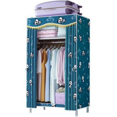 China (Other) Sliding Door Wardrobe Canvas Cover Clothes Cabinet Adjustable Portable Foldable Steel Tube Cabinet Clothes Cabinet for sale