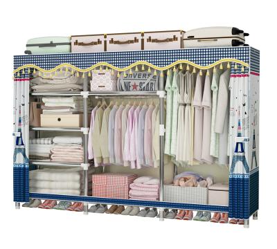 China Foldable Clothes Closet (Other) GOOD Quality Metal Fabric Pipe Wardrobe Bedroom DIY Adjustable Storage Organizer Portable Wardrobe for sale