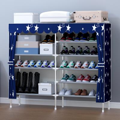 China Foldable Shoe Rack Storage Shelf (Other) 2 Columns Adjustable Shoe Cabinet with 16mm Metal Pipes Portable Shoe Rack for sale