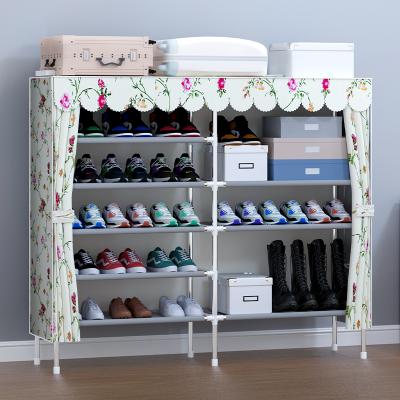 China Multifunctional Storage (Others) 2 Column Shoe Rack Shoe Cabinet Rack 5 Row Adjustable Portable Shoe Rack for sale