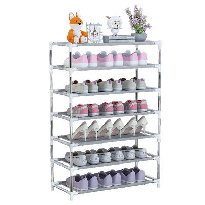 China (Other)Adjustable Living Room Cloakroom Hallway Metal Steel Cloth Shoe Rack 7-Tier Shoe Storage Shelf Organizer for sale