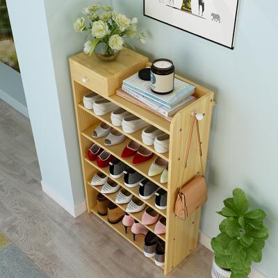 China Cheapest Solid Design Space Saver Display Stand Convertible Wooden Shoe Rack Shelf for sale